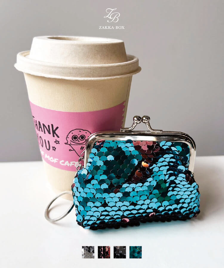 楽天市場】スパンコールがま口ポーチ(キーチェーン付) がま口財布