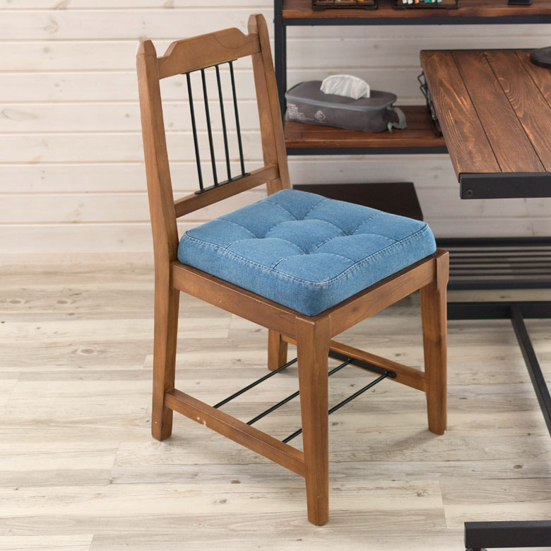 楽天市場】ダイニングチェア 木製 デニム生地 ブルー 青 棚付 座面高