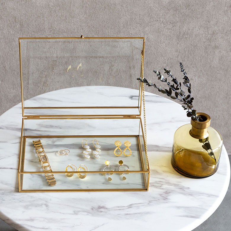 楽天市場】ガラスと真鍮でできたジュエリーボックス Brass ガラス