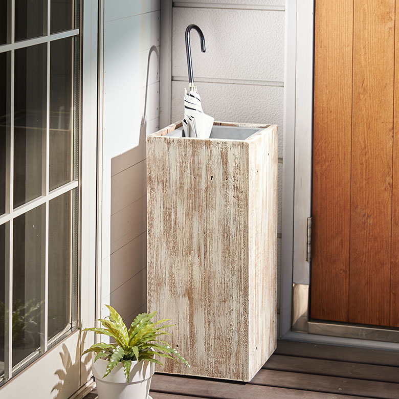 楽天市場】傘立て スリム角型 古木風仕上げ 木製 幅24.5cm Botanique