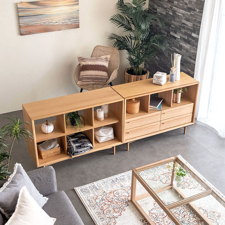 楽天市場】チェスト 木製 引き出し 4杯 オープンタイプ W 100 × D 34