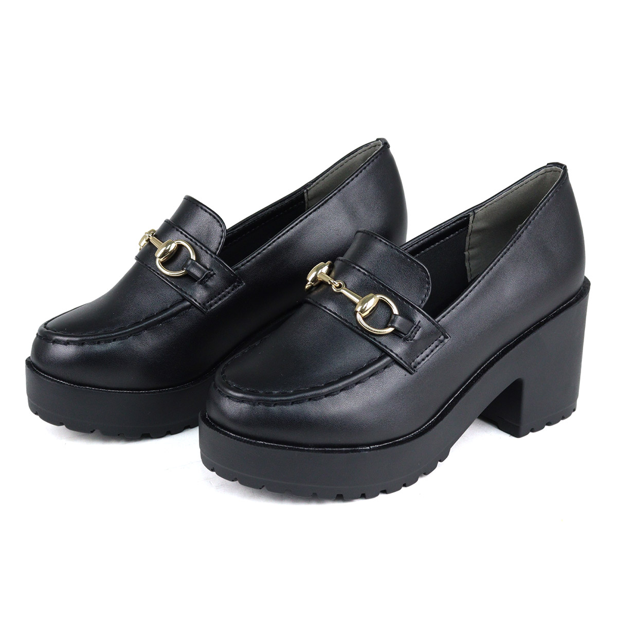 楽天市場】ローファー レディース 厚底 黒 ビット 付き 大きいサイズ