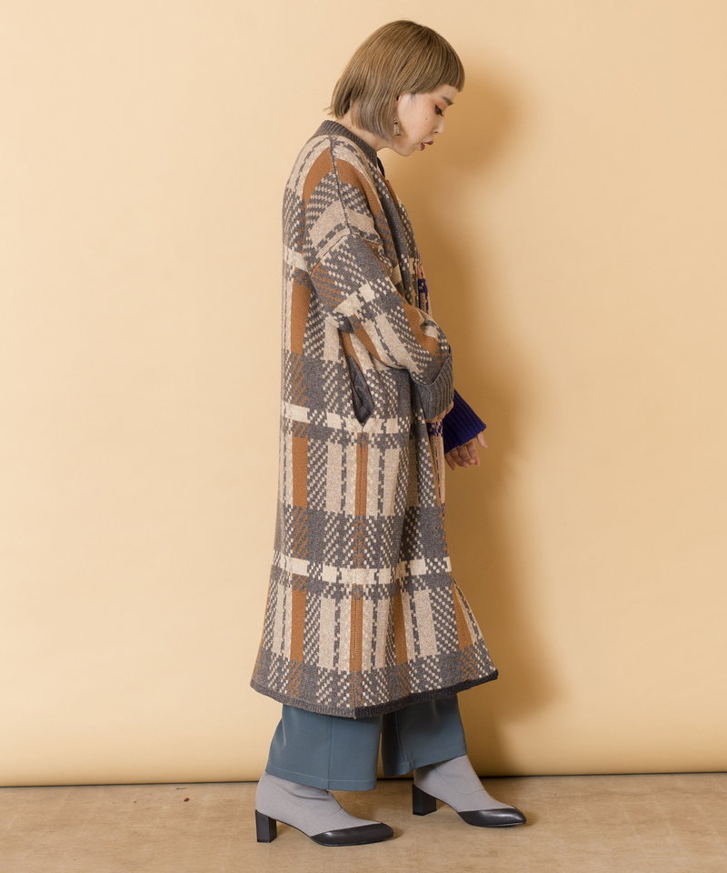 楽天市場】チェックジャガードニットコート／オズモーシス（OSMOSIS