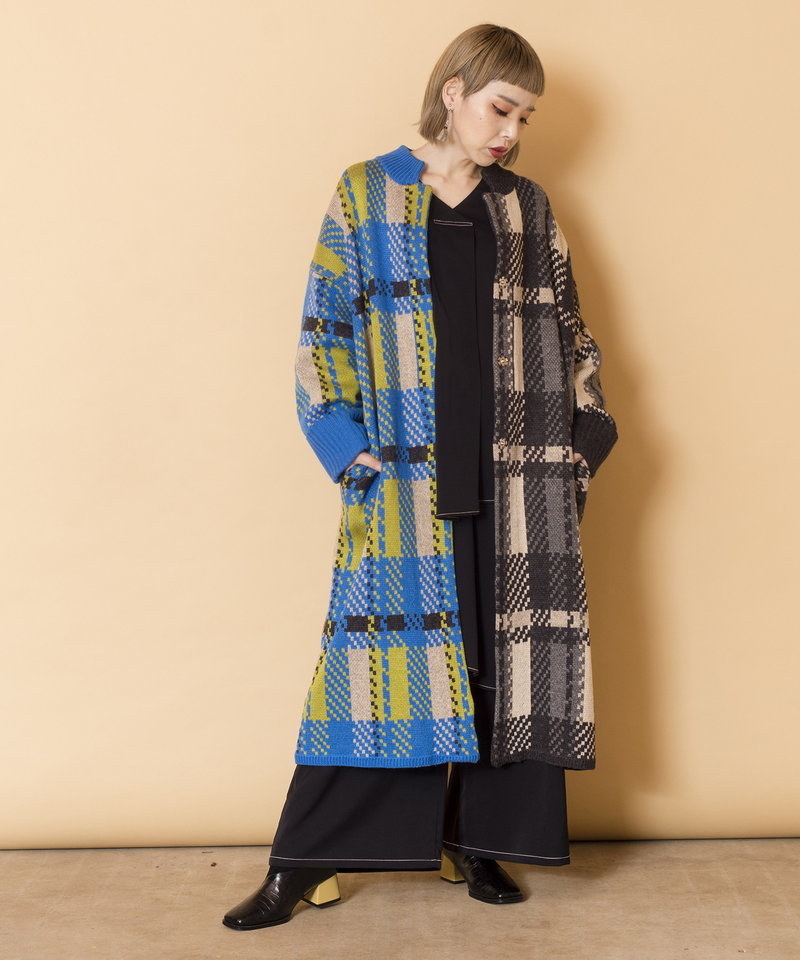 楽天市場】チェックジャガードニットコート／オズモーシス（OSMOSIS