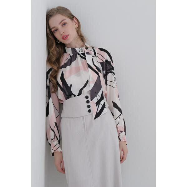 楽天市場】◇ジオメトリックアートプリントブラウス／ピンキー