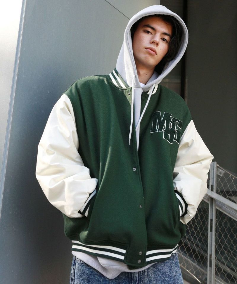 楽天市場】ロゴワッペン袖切替ビックシルエットスタジャン