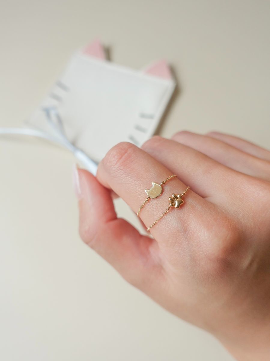 楽天市場】K10YG ねこ 肉球 チェーンリング【Me＆Cats寄付対象商品