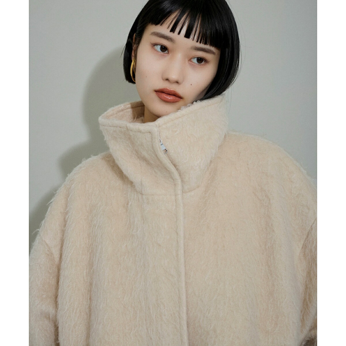 楽天市場】【WEB限定】スタンドカラーコクーンミドルコート