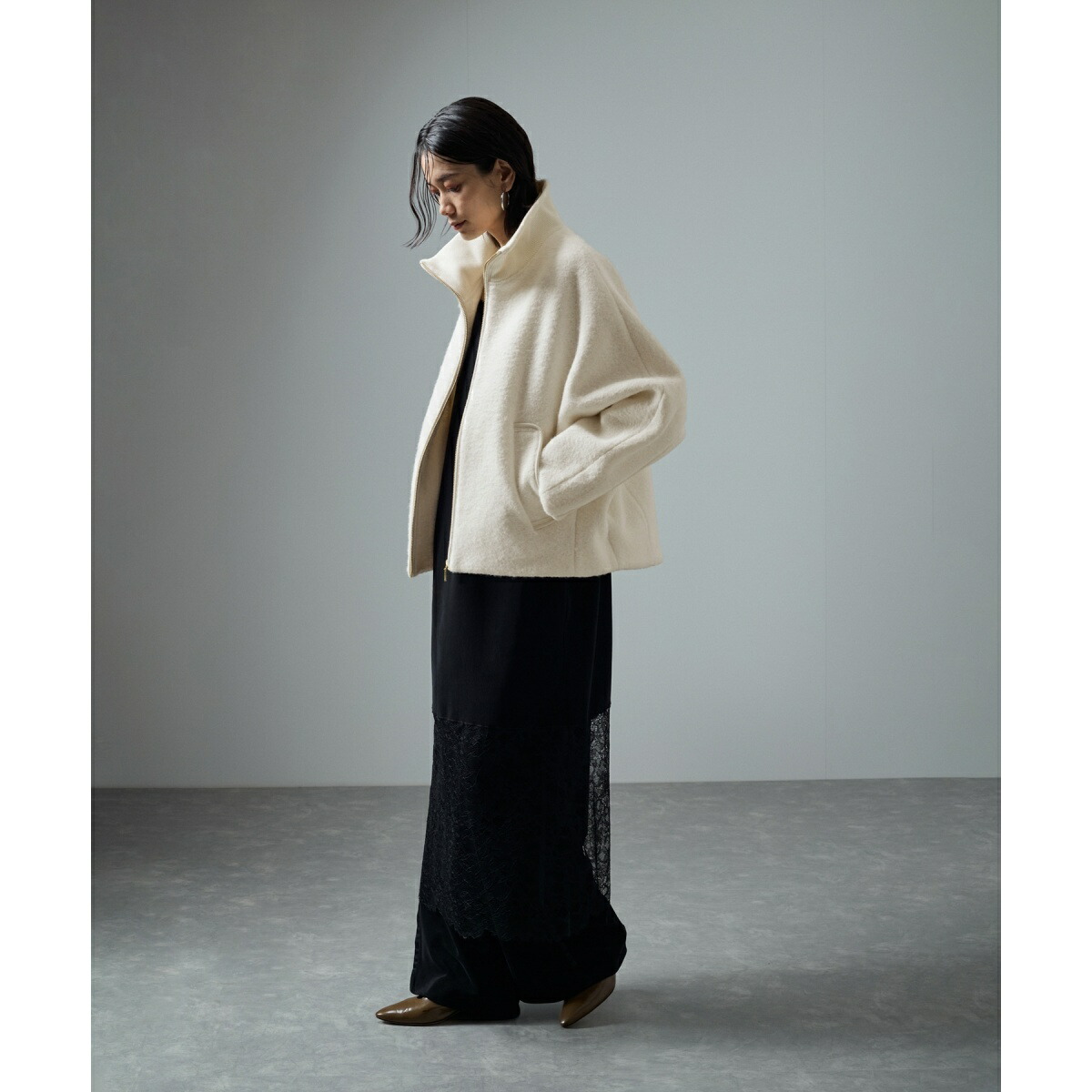 SALON adam et rope ジップブルゾン ホワイト SALON adam et rope