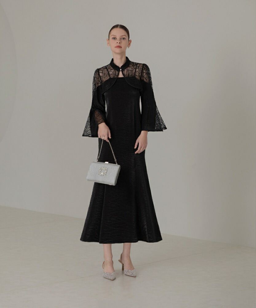 楽天市場】リーフ刺繍フレアスリーブパールボレロマーメイドドレス