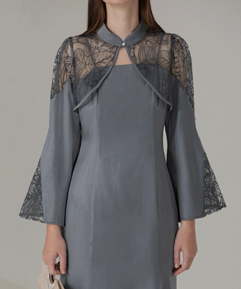 楽天市場】リーフ刺繍フレアスリーブパールボレロマーメイドドレス