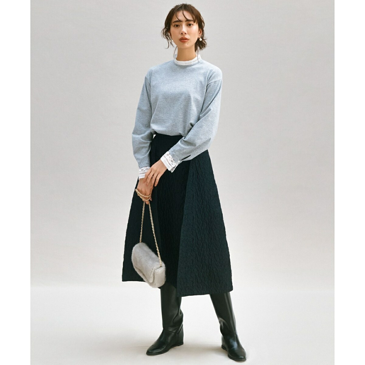 楽天市場】【洗える】ヴィスコースストレッチ レースコンビ ニット／23