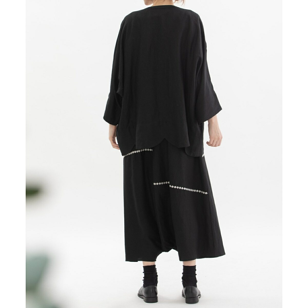 楽天市場】リネンレーヨンライン刺繍サルエルバルーンパンツ