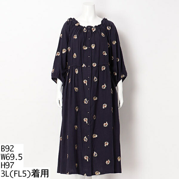 楽天市場】花束うさぎ刺繍ワンピース／フランシュリッペ（大きいサイズ