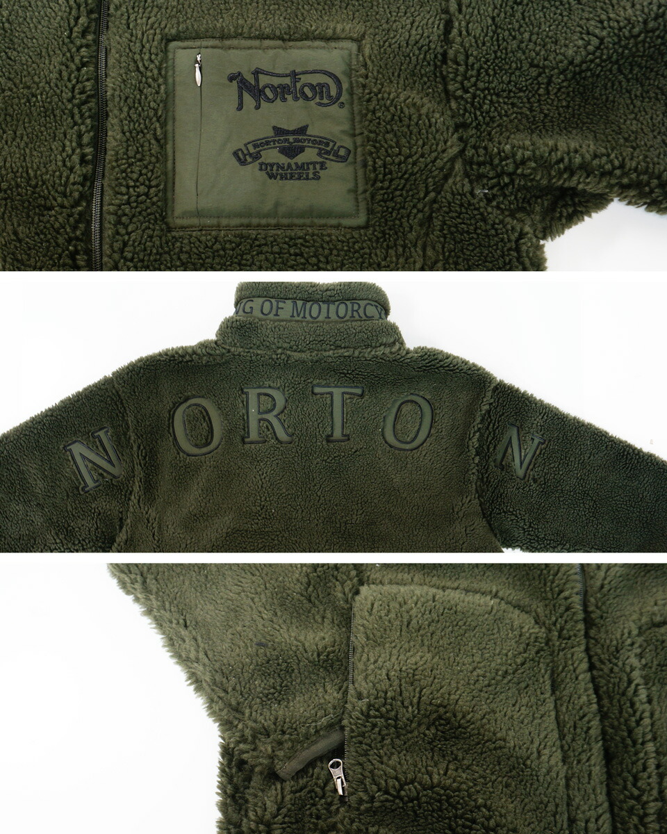 楽天市場】ノートン ロゴ刺繍 スタンドネック ボアジャケット メンズ