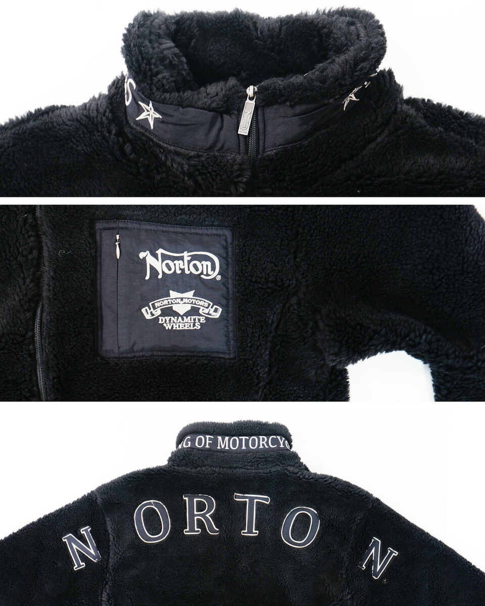 楽天市場】ノートン ロゴ刺繍 スタンドネック ボアジャケット メンズ
