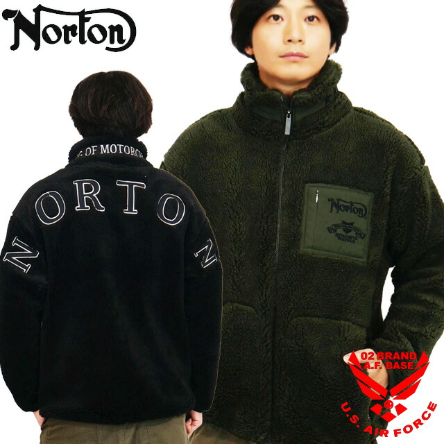 楽天市場】ノートン ロゴ刺繍 スタンドネック ボアジャケット メンズ