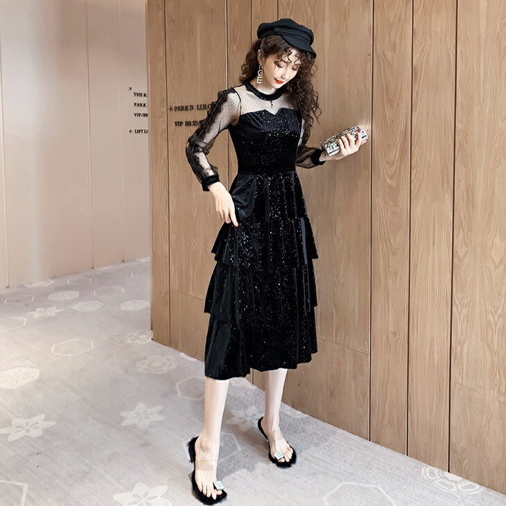 楽天市場】ワンピース 春 きれいめ シースルー フリル 長袖 フリル 裾