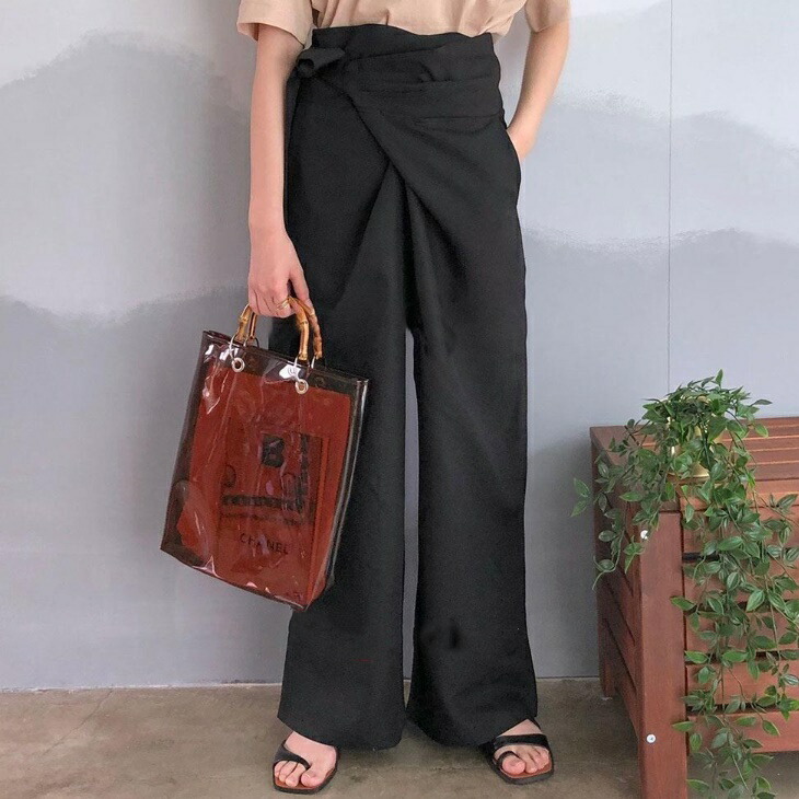 楽天市場】麻 リネン バギーパンツ ワイドパンツ 巻きパンツ リボン