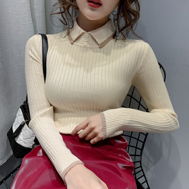 楽天市場】レディース ゴルフウエア襟付き 薄手 ニットセーター