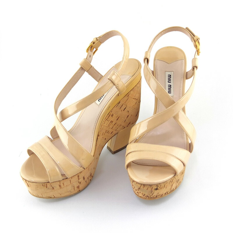 楽天市場】ミュウミュウ MIUMIU ウェッジソール サンダル 5XZ122