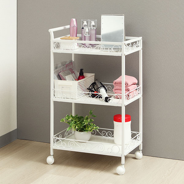 楽天市場】ワゴン キャスター付き 3段 スリム アンティーク 幅48×奥行