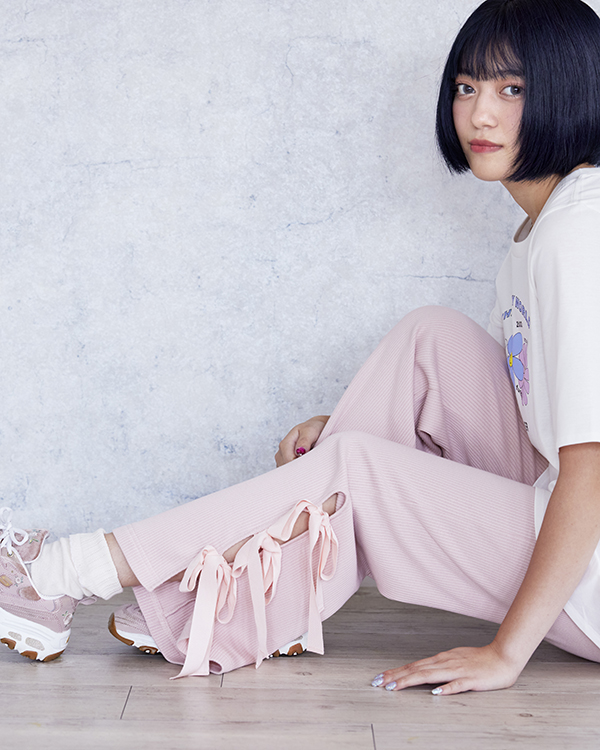 裾リブリボンパンツ - T-STYLE