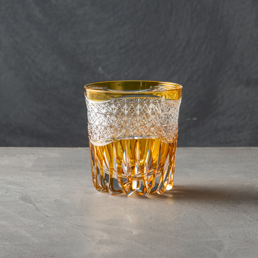 ガラス専門店｜江戸切子｜鍋谷聡｜ロックグラス 光華 イエロー