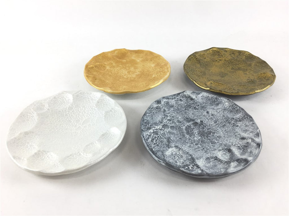 9cm丸彫豆皿 (白泡雲銀/白泡雲金/黒泡雲銀/黒泡雲金) 有田焼 (j.R