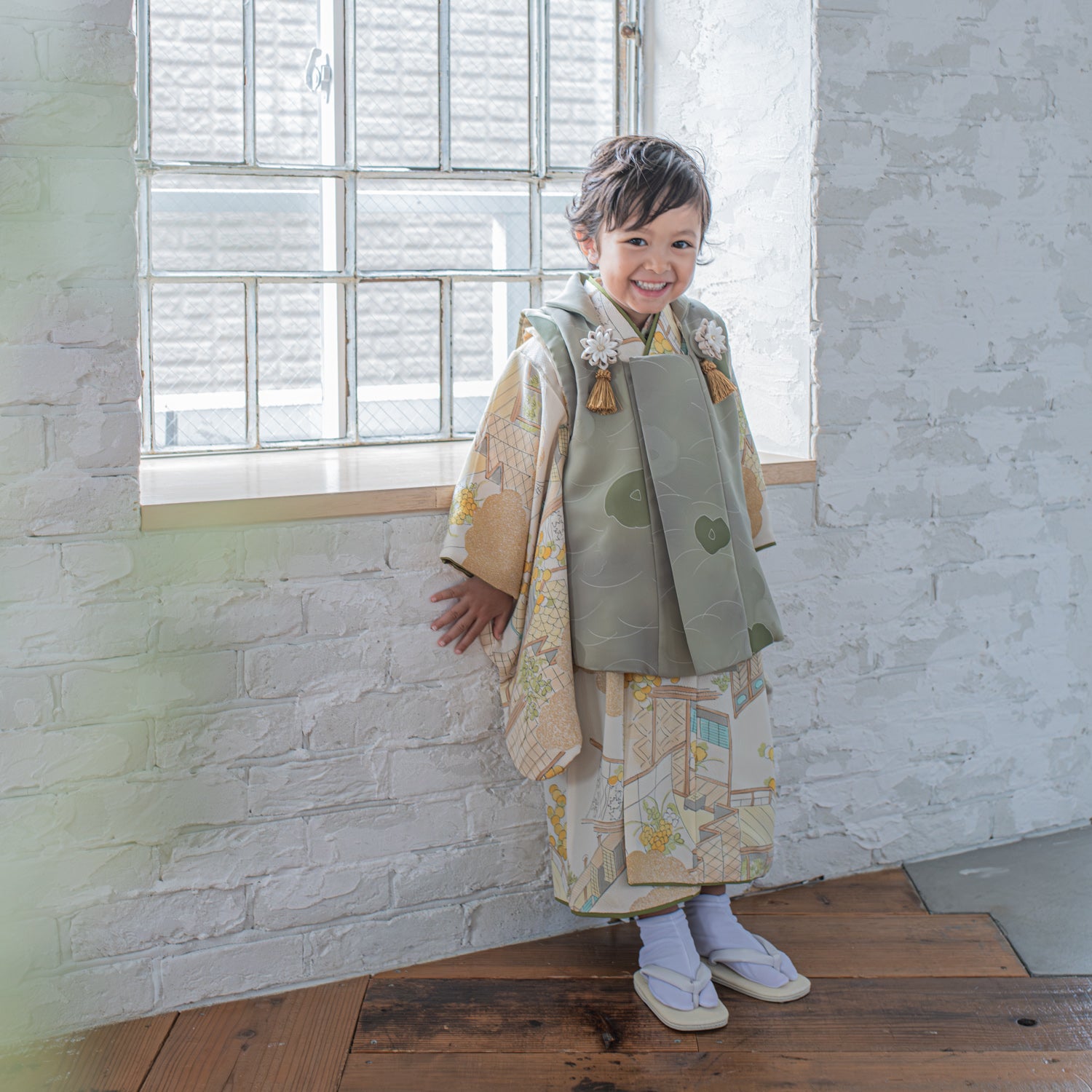 七五三レンタル 着物 3歳 男の子｜AB301（YEL/GRN) – tsukihana-つきはな-