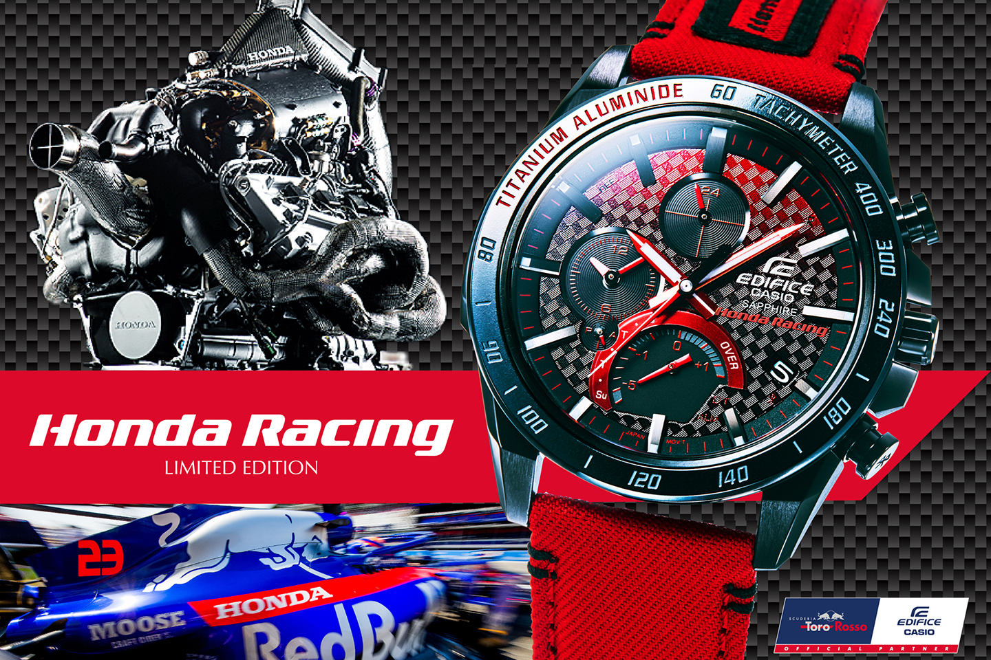 カシオ、Honda Racingとコラボした「EDIFICE EQB-1000HRS/1000HR」10月