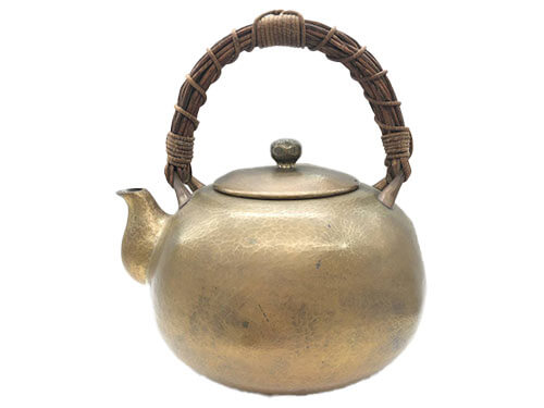 玉川堂造 金古色鎚肌水指 鎚起銅器 未使用品 玉川堂 鎚起銅器 建水