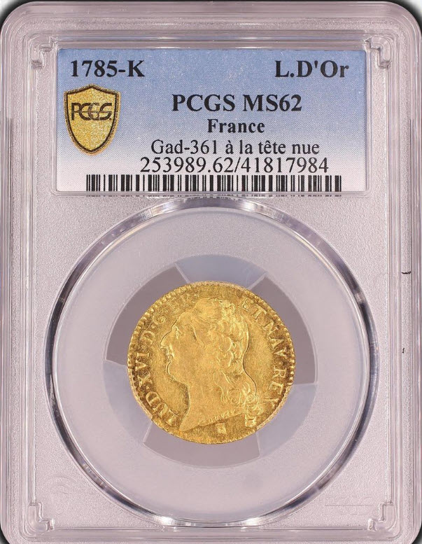 動画あり】【レア度2-R2】フランス 1785-K年 ルイ16世 1ルイドール金貨