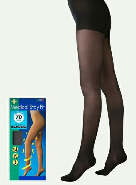 メディカル ステイフィットパンスト 70denブラック LL-3L