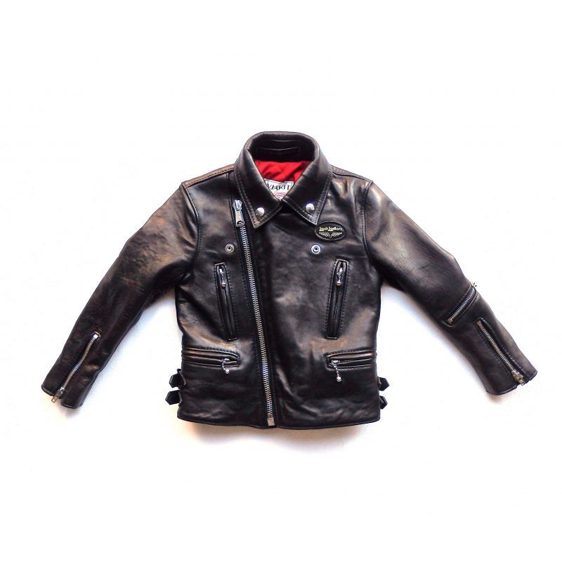 Lewis Leathers (#391K Kids Lightning) Black Sheep Skin Leather