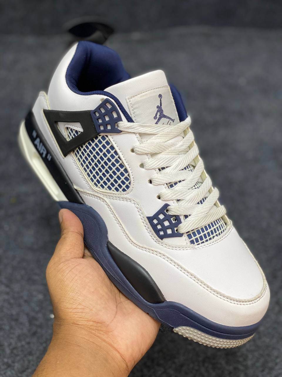 Air Jordan 4 Retro | White & Navy Premium Sneakers for Style