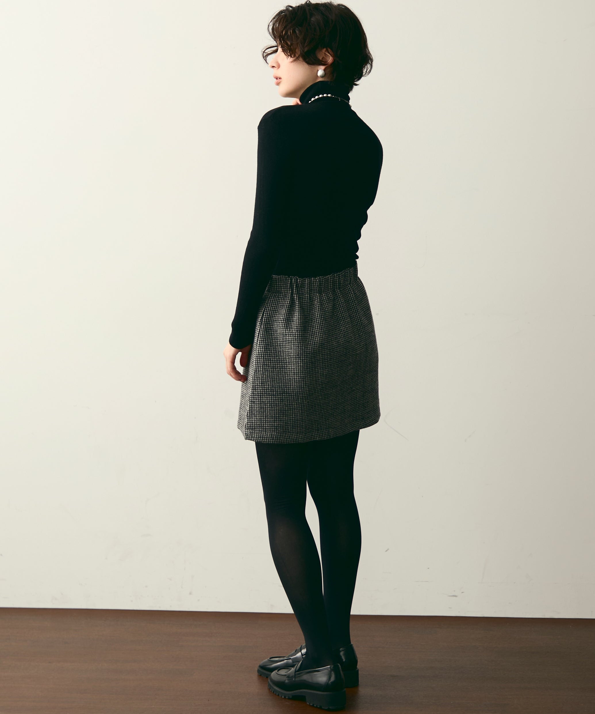 裏起毛】ツイードギャザーミニスカート | Trish