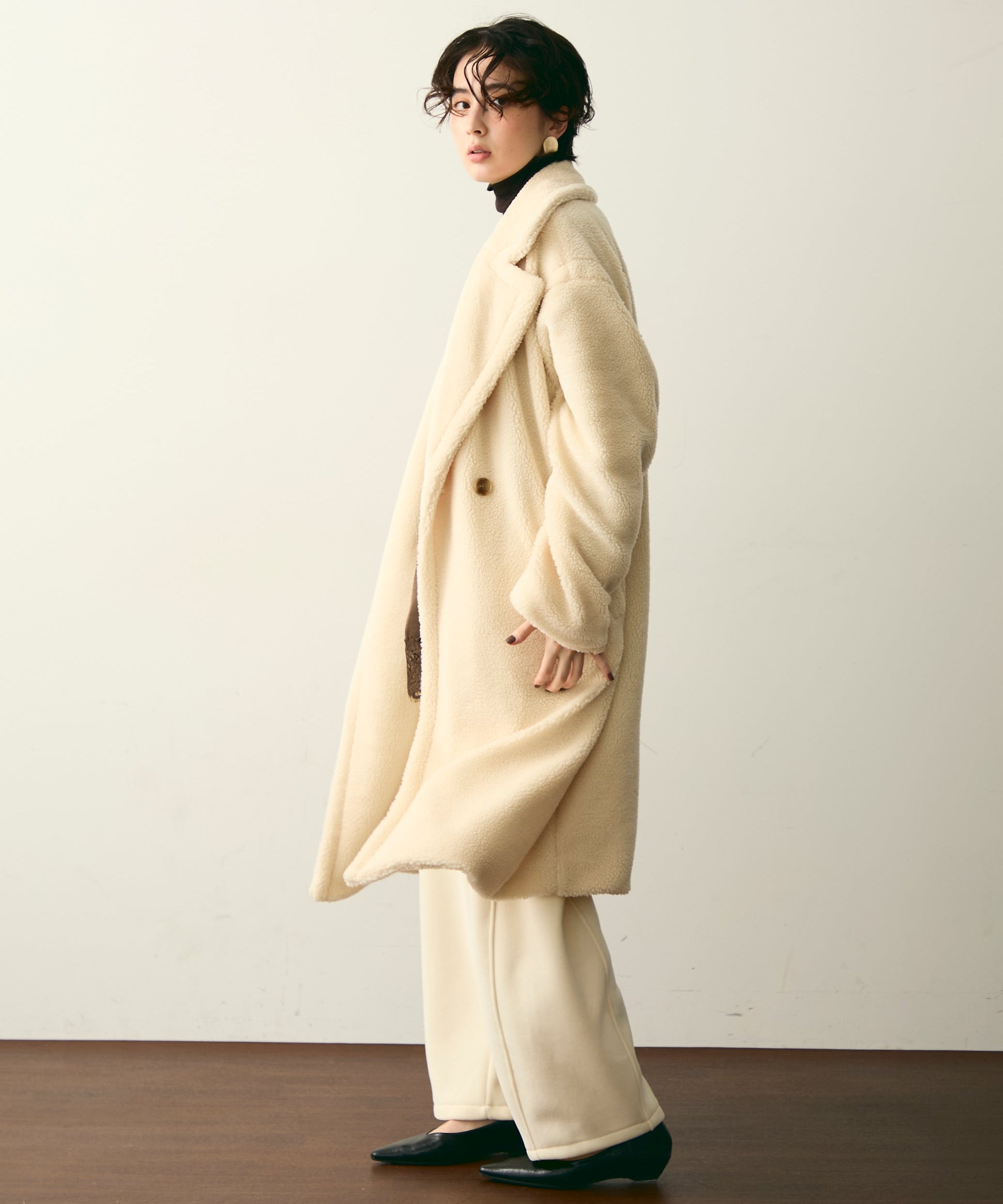 ボアダブルロングコート | Trish