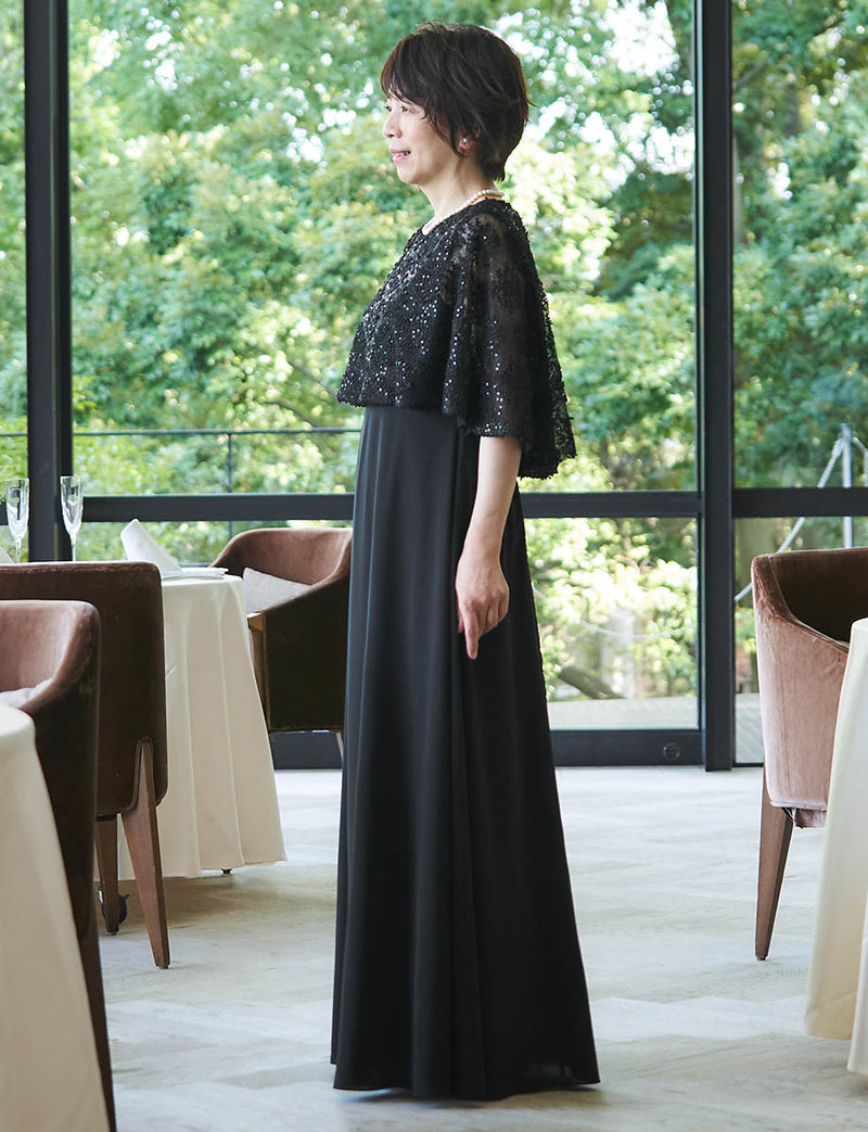 結婚式 母親ドレス ・マザーズドレス ケープ付きアンサンブル MD0506