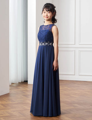 小中学生 コンクールドレス・発表会ドレスにお薦めネイビーロング