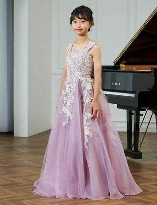演奏会ドレス・中学生 ピアノ発表会にお薦めモーヴロングドレス