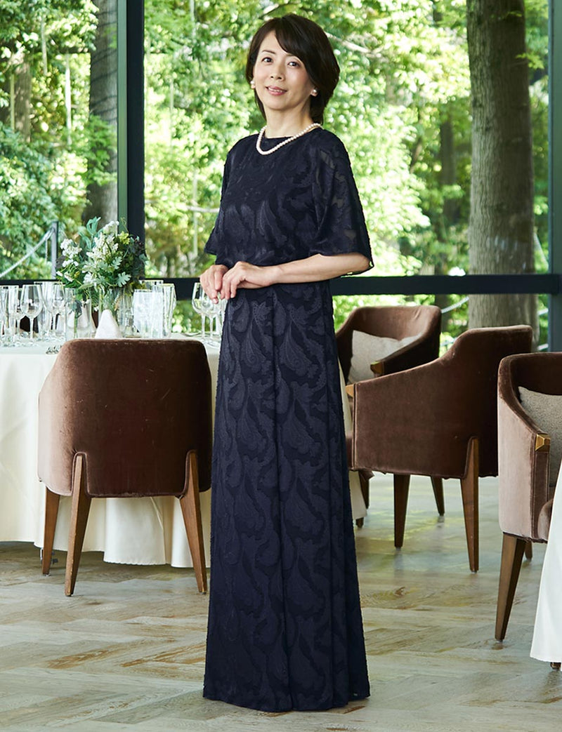 マザーズドレス・結婚式 母親ドレス MD0230-DNY ネイビー ボレロ付き