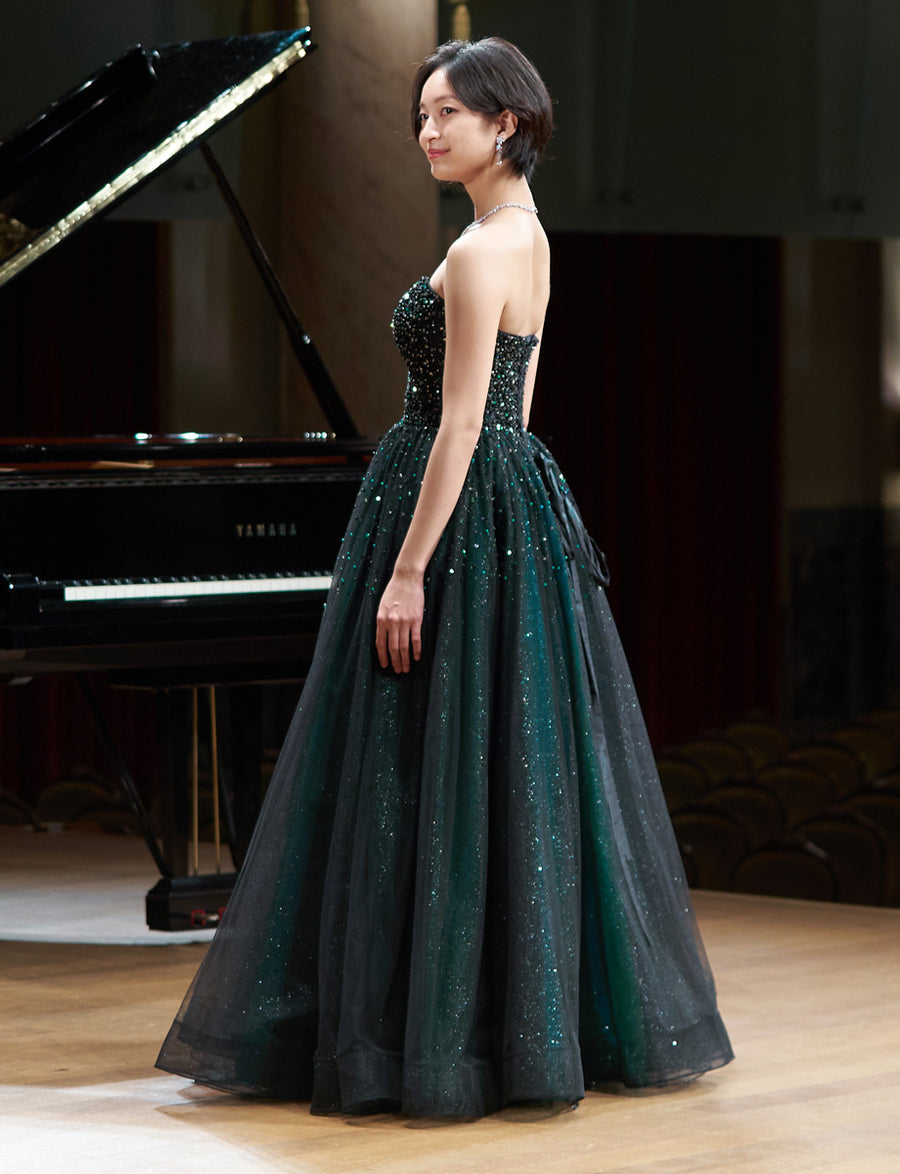 グリーン ステージドレス・演奏会ドレスにお薦めロングドレス・TN2030