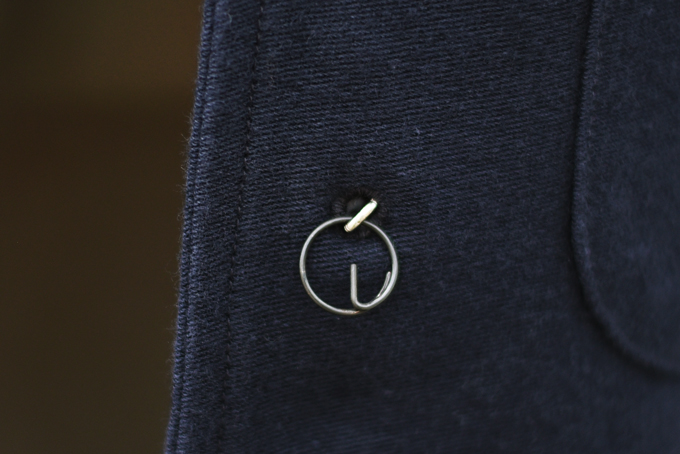 COMOLI -インレイツイルスタンドカラーJK,ドローストリングPT