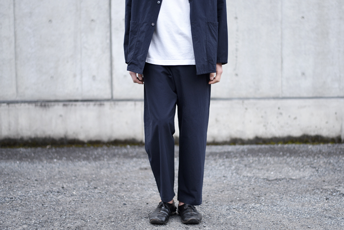 COMOLI-タイプライターシャツジャケット,ドローストリングパンツ