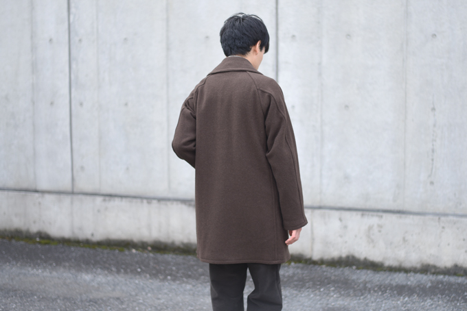 COMOLI -ヤクメルトン ショールカラーコート,バルカラーコート