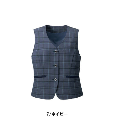 全2色】チェック柄ベスト（抗ウイルス×抗菌防臭加工） FV36473 | 事務