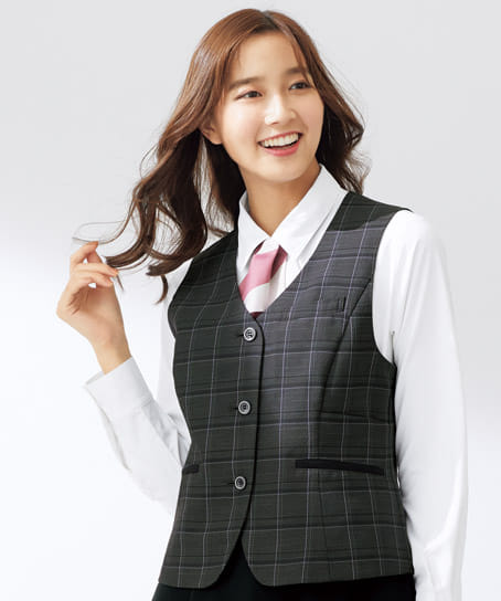 全2色】チェック柄ベスト（抗ウイルス×抗菌防臭加工） FV36473 | 事務