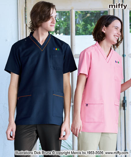 ミッフィー×ナガイレーベン】スクラブ白衣（男女兼用） MFT-5802