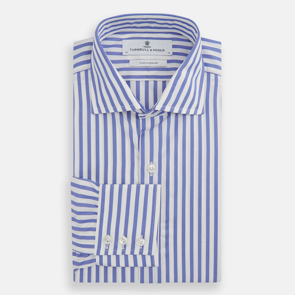 Tailored Fit Blue and White Candy Stripe Shirt | Turnbull & Asser